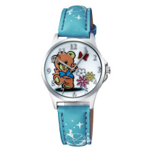 2015 cheaper pink leather strip wrist watch for kid